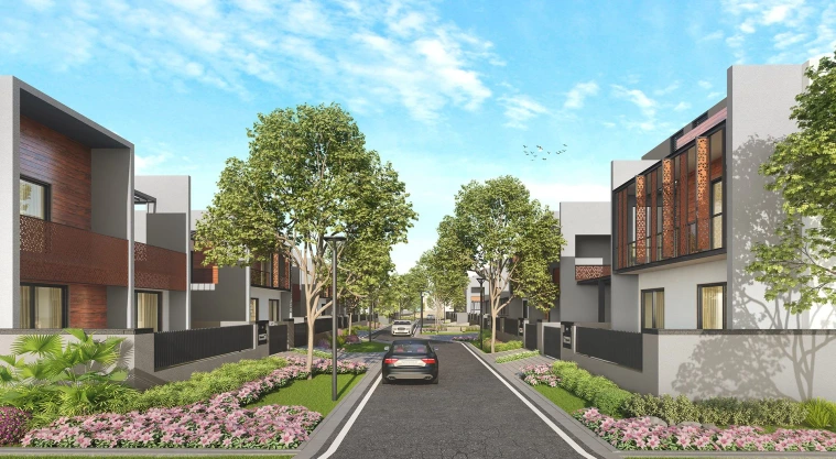AIPL DreamCity NXT residential street and homes