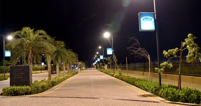 AIPL DreamCity NXT internal road at night