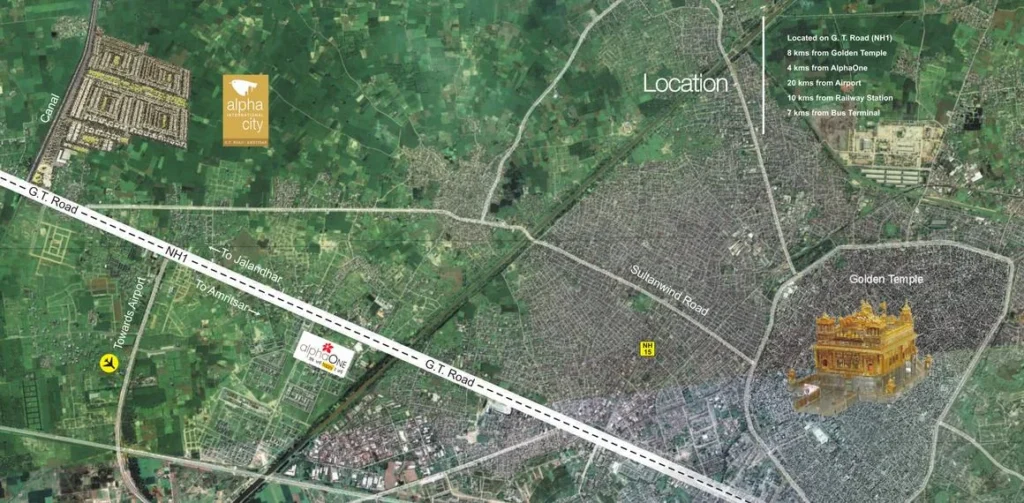 Alpha International City location map in Daburji, Amritsar